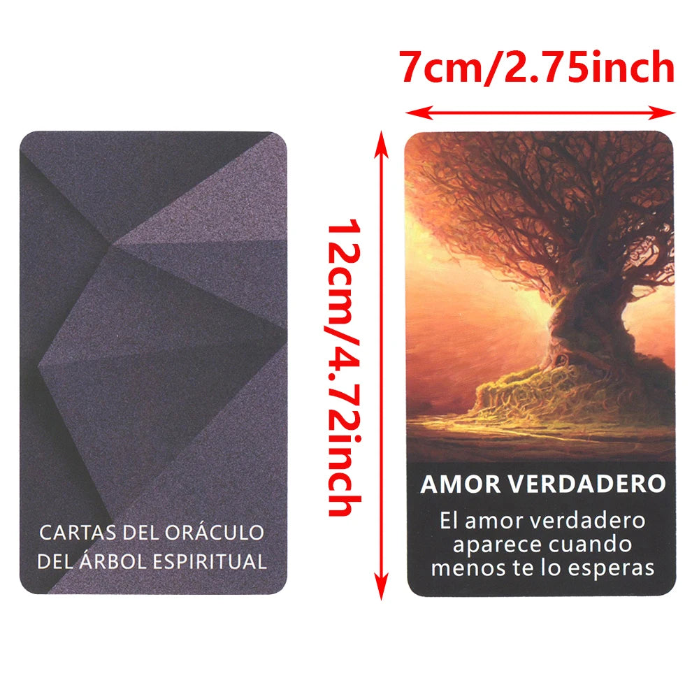 Cartas del oráculo de la telepatía del árbol español, baraja de tarot de adivinación y profecía con significado en ella Palabras clave Taro 56 cartas