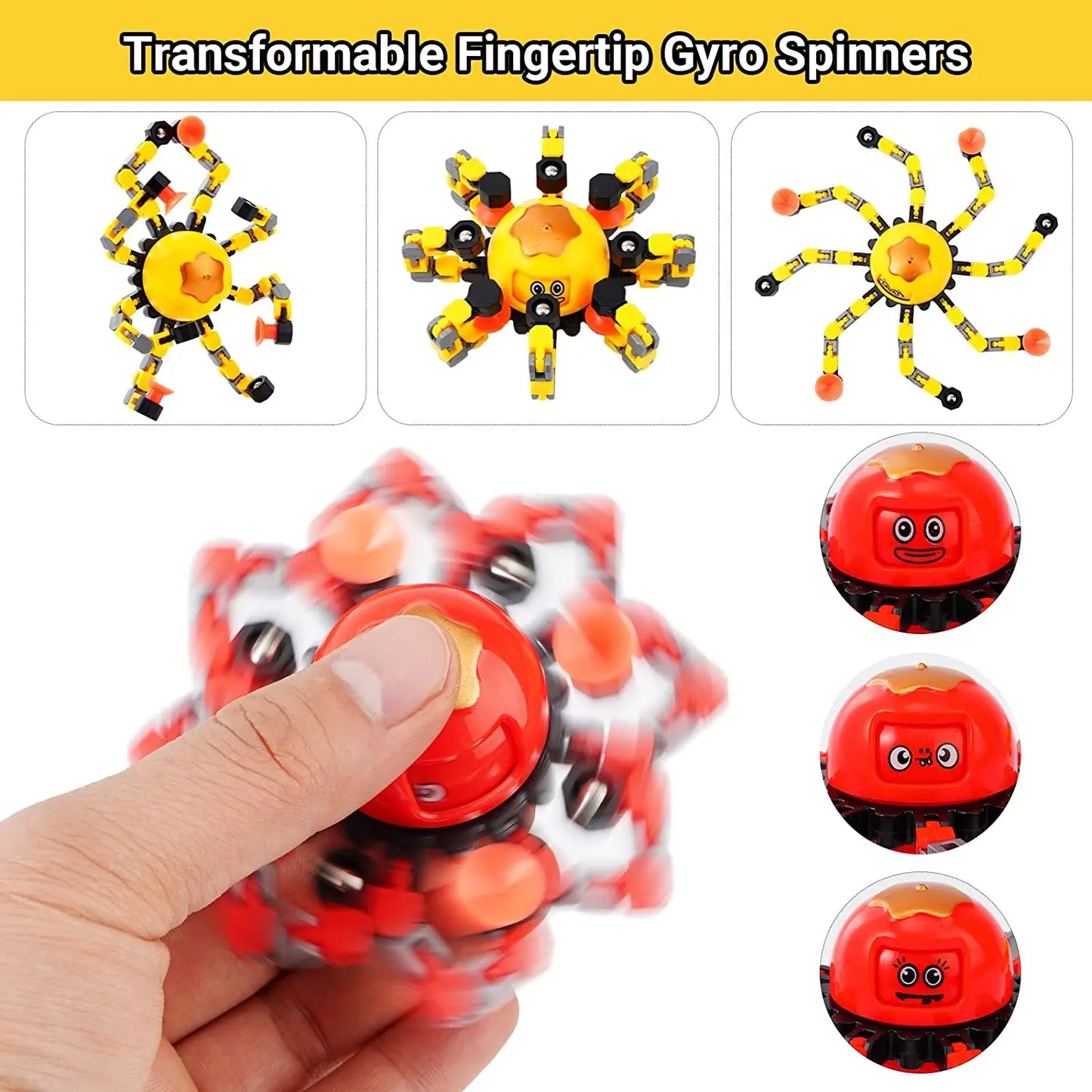 Fidget Spinners transformables que brillan en la oscuridad, juguetes giratorios con punta de dedo, spinner deformado con descompresión, bolsa de regalos, regalos de fiesta