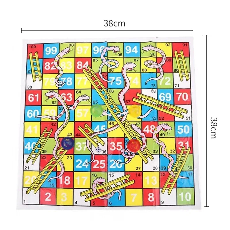 1 ensemble de jeux de société éducatifs et amusants à échelle de serpent, puzzle, jouets pour enfants, jeux d'échelle, plateau pliable portable, jeux de société familiaux