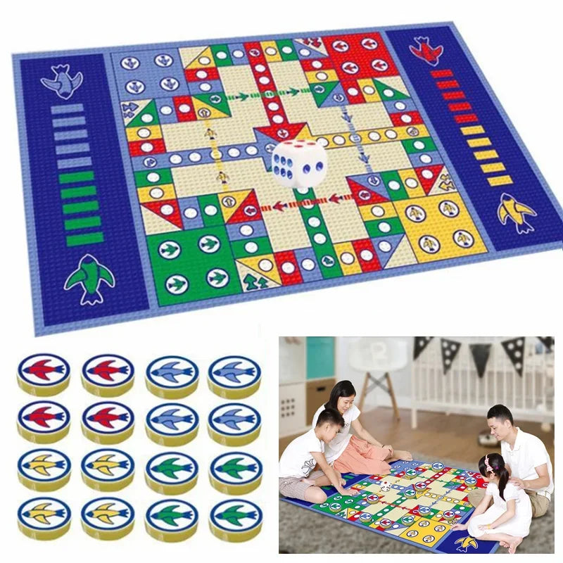 Foldable Flying Chess Crawling Mat Kids Carpet Portable Board Game Camping Travel Game Set Parent-child Game Flying Chess Rug