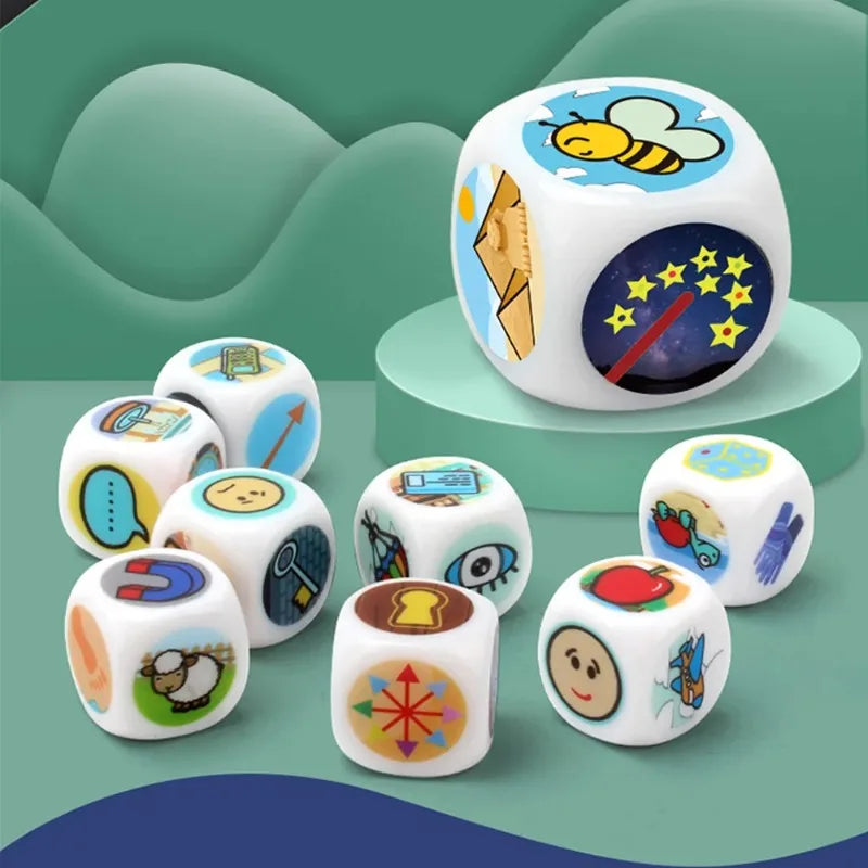 Lot de 9 dés à histoires amusantes à faire soi-même, jouets, combinaisons d'histoires illimitées, jeu de narration emblématique, jeu imaginatif pour enfants, cadeaux