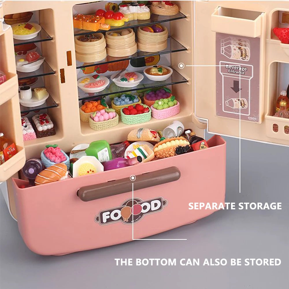 Cute Simulation Microfilm Furniture Double Door Refrigerator 1:12 Dollhouse Kitchen Model Decorations For Girl Birthday Gifts