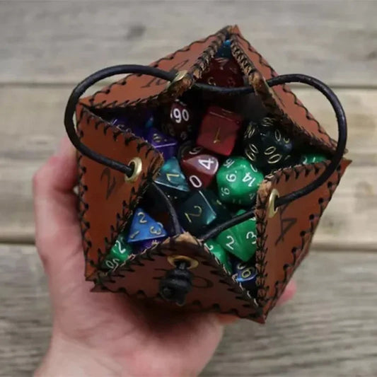 PU Leather Dice Bag Tray Design Vintage Medieval Drawstring Pouch for D&D Role Playing RPG Game Coin Purse Dice Storage Bags