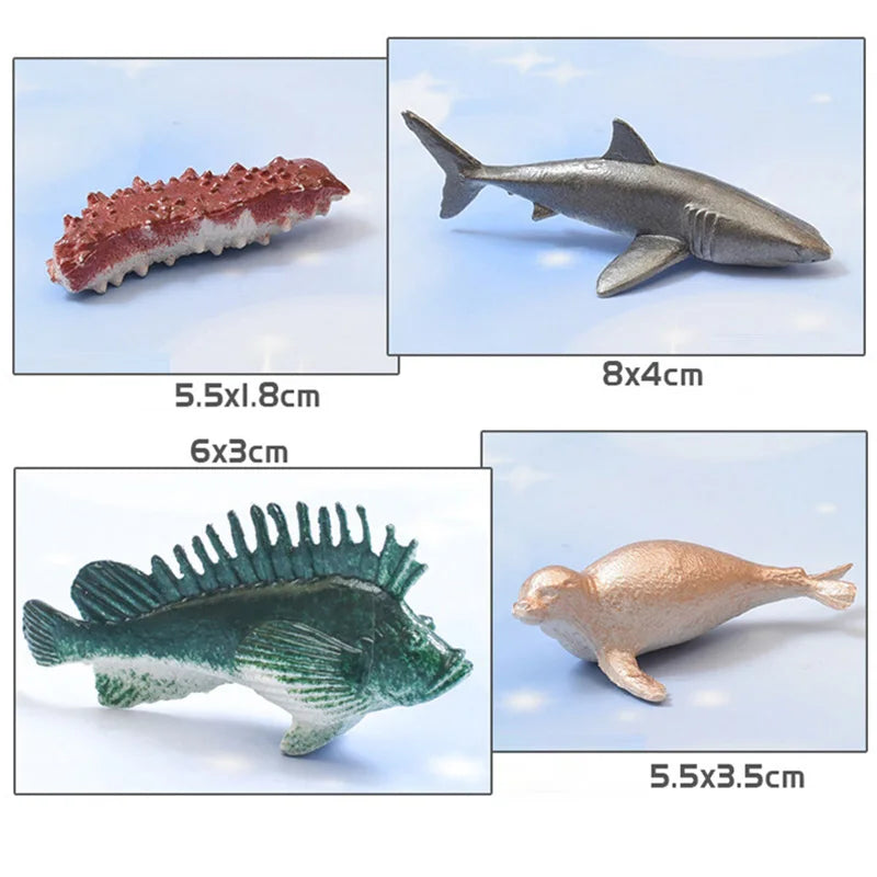 Figuras de acción de animales marinos realistas para niños, 46 piezas, ballenas, morsas, tiburones, delfines, tortugas, langostas