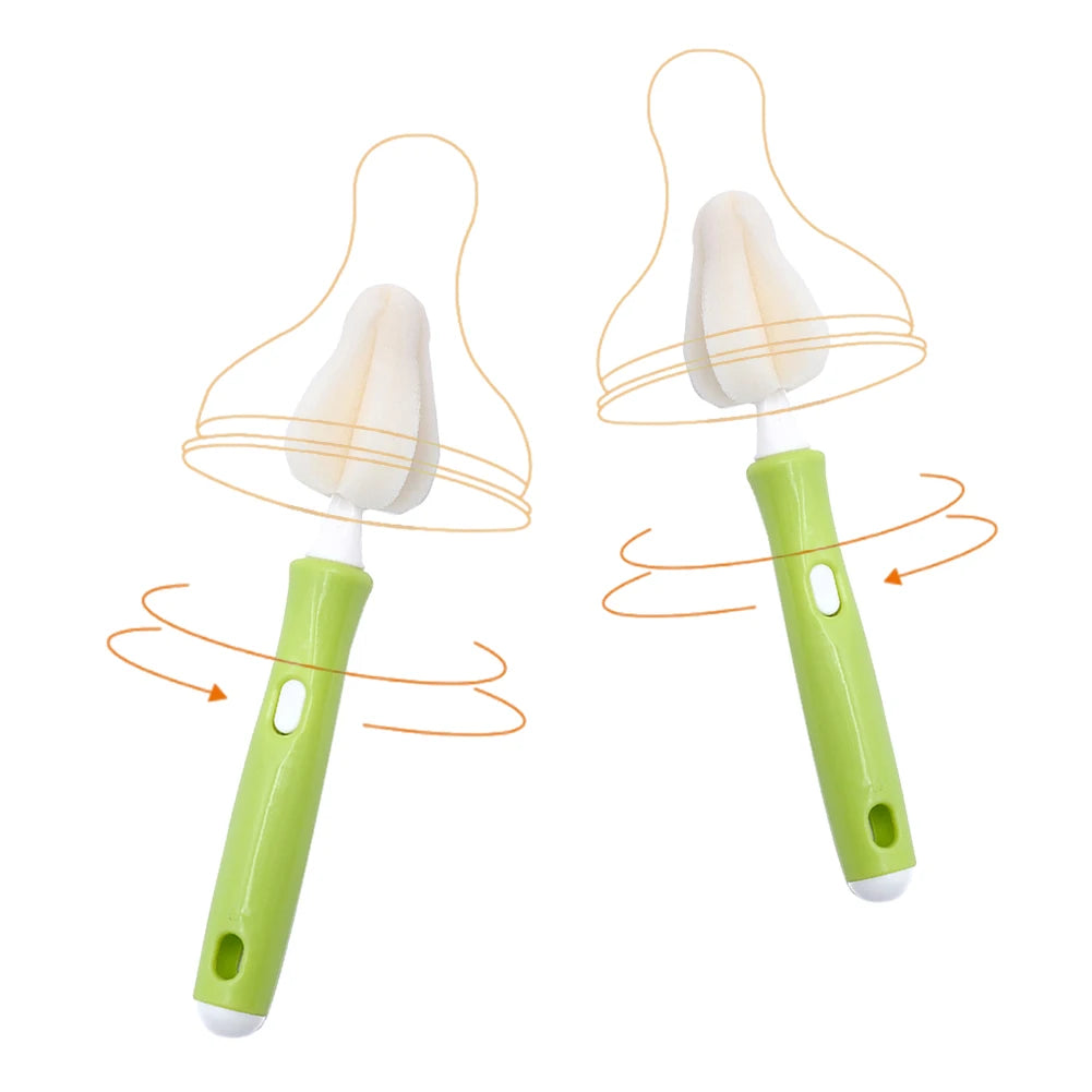 Infant Pacifier Brush Cleaning Brush With 4pcs 360 Degree Rotation Replacement Head Sponge Bottle Brush Pacifier Cleaner Set