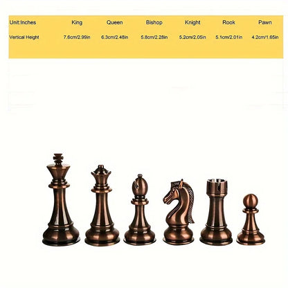 Jeu d'échecs en métal de 39 cm de large, 2 échiquiers supplémentaires pliables en bois, pièces d'échecs fabriquées à la main, jeu de table de voyage