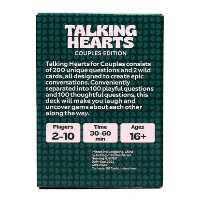 Talking Hearts Conversation Cards Couple Card Game for Date Nights Travel Adventures | Great Valentine's Gift for Couples