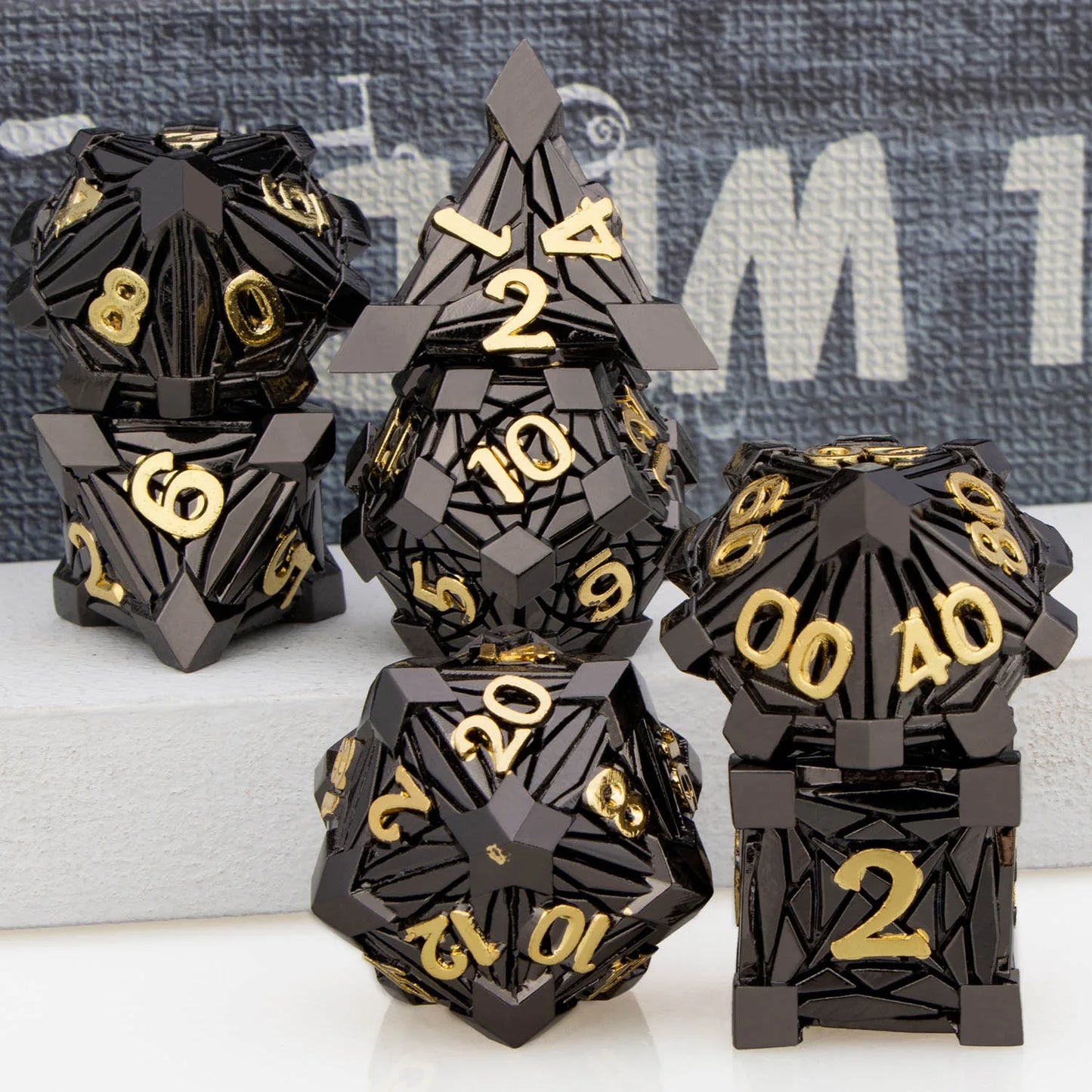 Dés en métal noir DND D6 Dés D et D Dés Donjon et Dragon Ensemble de dés polyédriques faits à la main Dés de jeux de rôle sur table D&amp;D