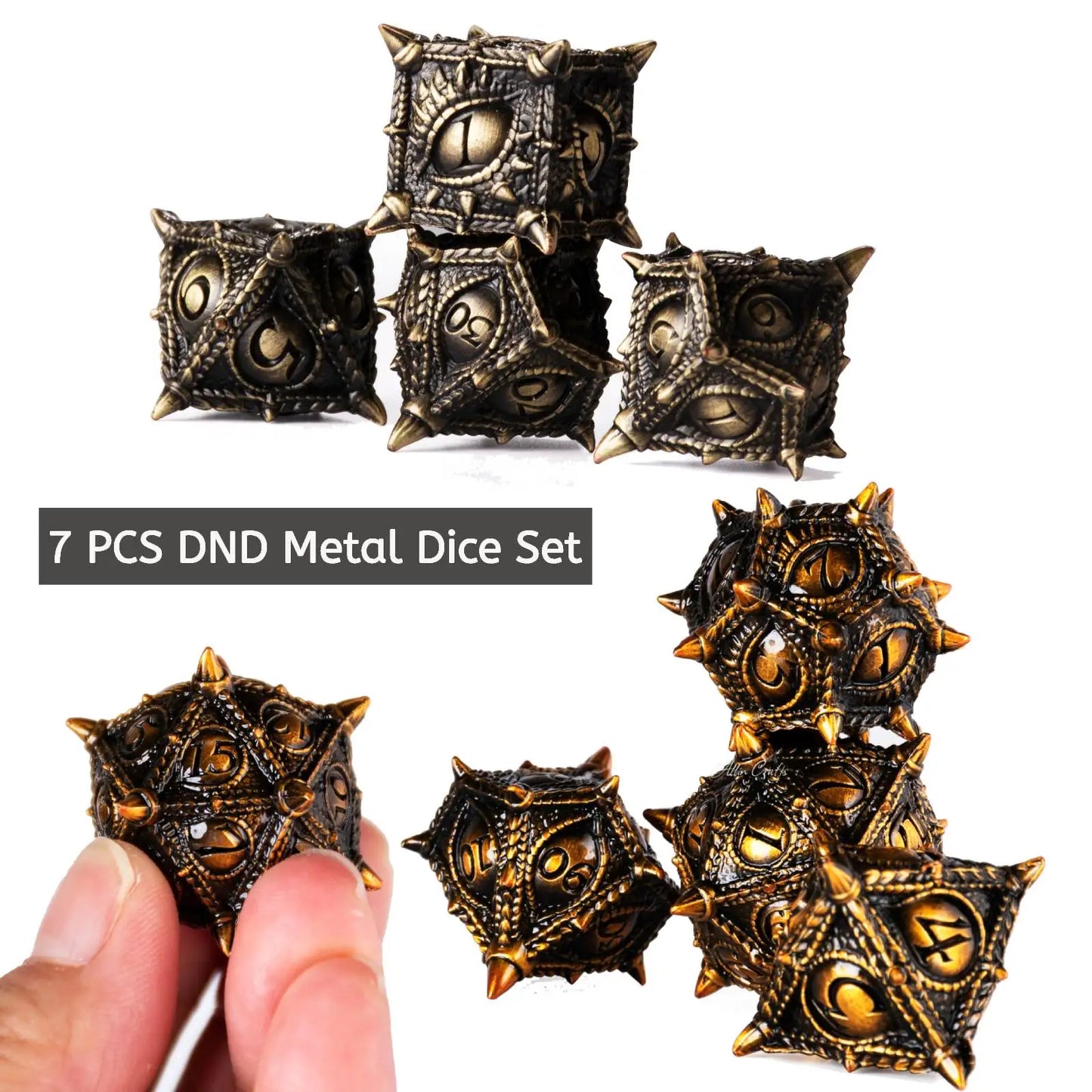 Juego de dados de metal DND para juegos de rol de mazmorras y dragones, regalos de dados, juego de dados DND poliédricos, juegos de rol, juegos de mesa, juego de dados digitales de metal