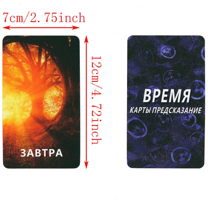 12x7cm Russian Time Tarot Cards Beautiful Keywords Affirmation Deck Prophecy Divination Fortune Telling Toys 54-cards