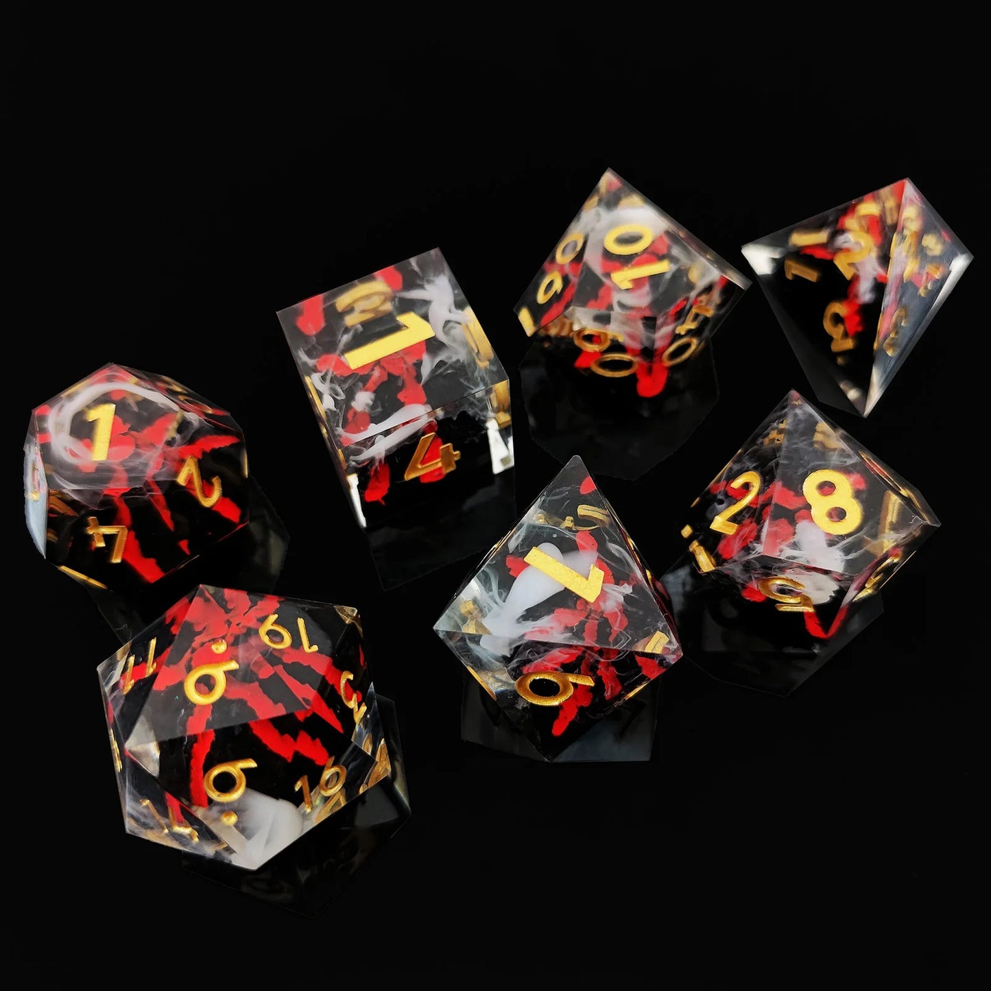 DND Dice Set Transparent Wigwam Dice Set Dungeons & Dragons Polyhedral Resin Dice Cosplay Dice Set with Storage Bag）D4 D6 D8 D10