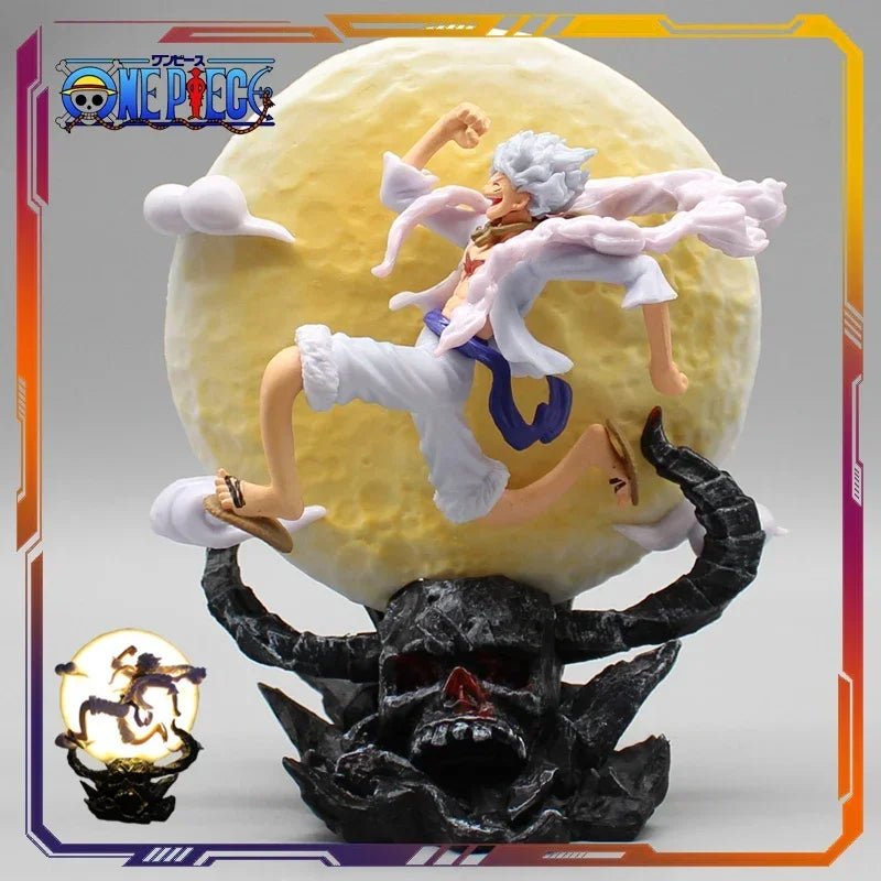 Figurine One Piece Anime Sun God Nika Luffy Gear 5 Q Version Statue Figurine Modèle Poupée Décoration Collection Jouets Cadeaux