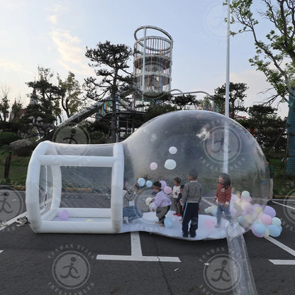 Casa de burbujas inflable con globos para niños pequeños de 8 pies con carpa de burbujas soplada, casa de cúpula transparente para fiestas en interiores y exteriores para niños