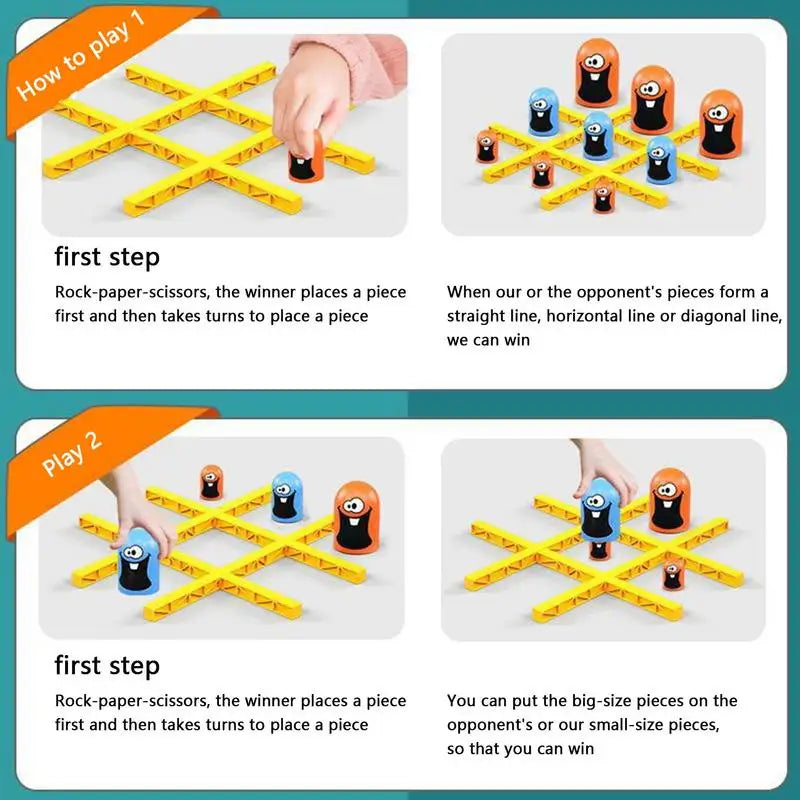 2024 Nuevo juego de mesa TicTac Toe con dibujos animados para entrenar el pensamiento Gobblets Gobblers, juego de estrategia Big Eat Small, juguete educativo para niños