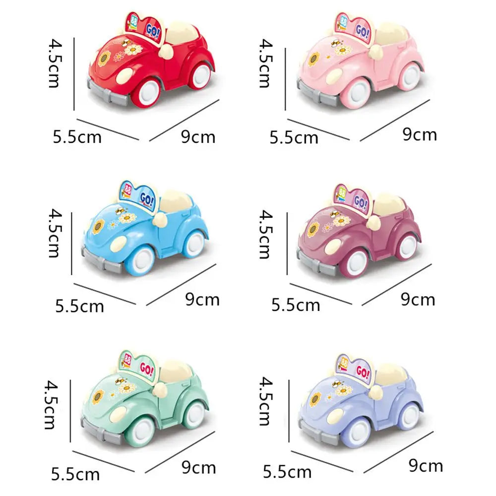 Cartoon Mini Q Pull Back Power Convertible Purple Car 6 Style Miniature Furniture Dollhouse Toy Model Set Kids Birthday Gifts