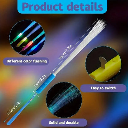 Lot de 12 ou 24 baguettes lumineuses à LED en fibre optique pour mariage, concerts, fêtes, brillent dans le noir