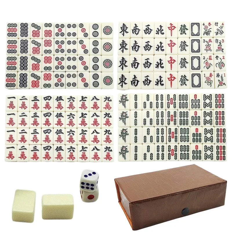 Juego de Mahjong tradicional chino, minijuego de mesa portátil de viaje, Mahjongg, juegos casuales para fiestas y viajes