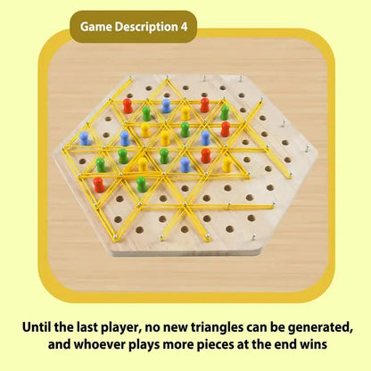 Wooden Chain Triangle Chess Game Rubber Band Strategy Board Game Territory Capture Family Game Educational Toy For Home Travel