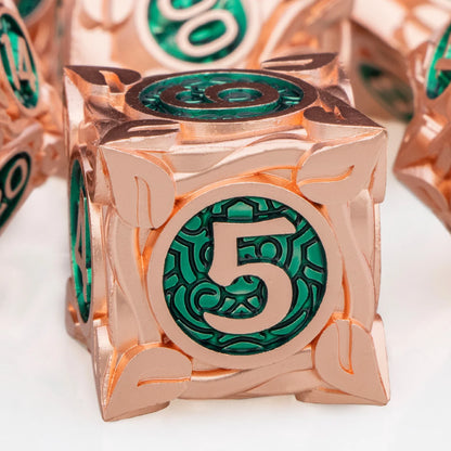 DND Metal Red Copper Green RPG Polyhedral For Dungeon and Dragon Tabletop Role Playing Game D and D Dice Set D20 D12 D10 D8 D6