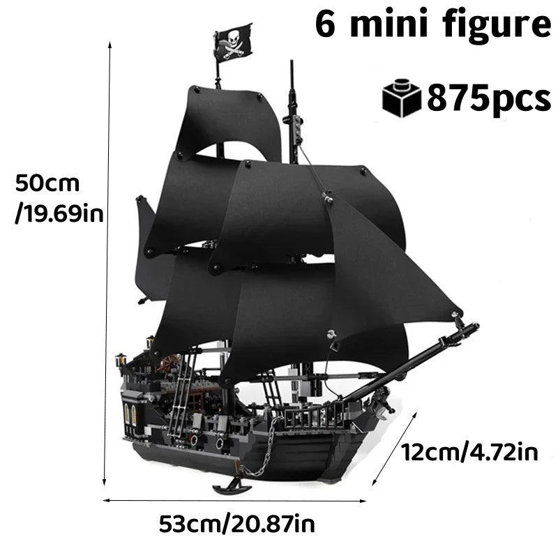 Pirates des Caraïbes Navire Queen's Revenge Navire de guerre Black Pearl Voilier Bloc de construction Briques MOC 4195 Jouets d'assemblage Cadeau pour enfant