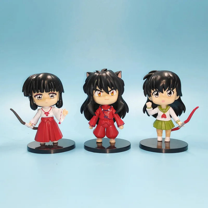 6pcs/set Anime INUYASHA  Cute Figure Model Toys 10cm