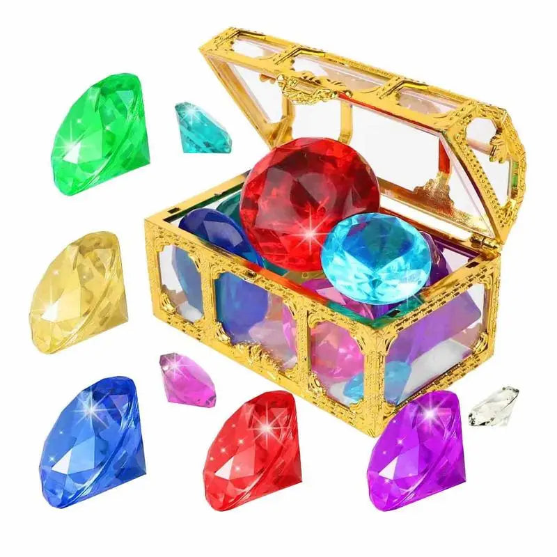 Lot de 10 pierres précieuses de plongée pour piscine, jouets, coffres de piscine, pirates, diamants de plongée, bijoux pour enfants, cadeaux de fête