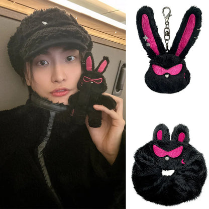 Porte-clés pour carte de magasin éphémère Pendentif en peluche noire Kpop Yunho Mingi Pochettes pour cartes photo 3 pouces Étui de protection pour carte photo