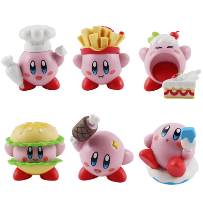 6pcs/set Kirby Cake Decoration Food Vinyl Doll Figure Toys