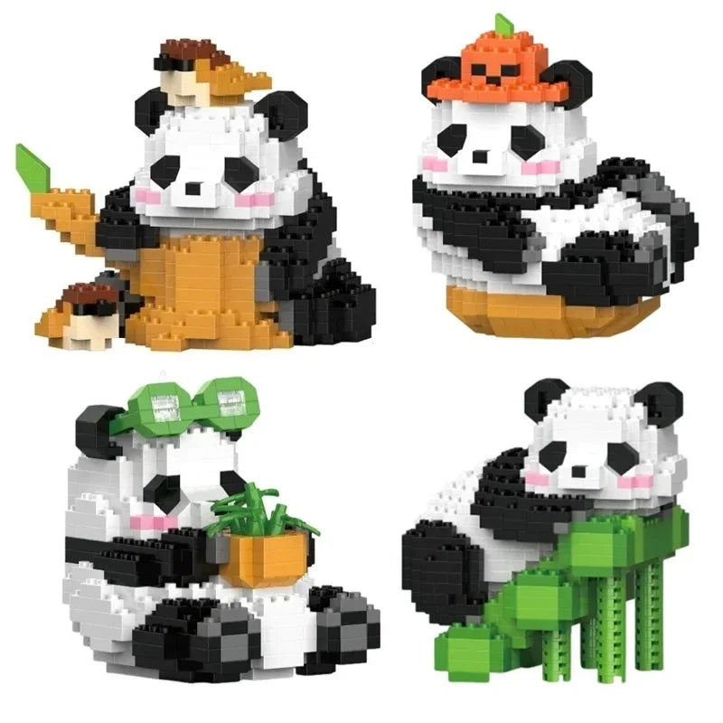 New Mini Cute Panda Micro Building Blocks 3D Diamond Model Animals Bricks DIY City Construction Toys for Children Kids Gift