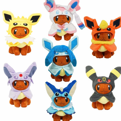 Figuras de peluche de Pokémon de 8" de Eevee, Poncho, Umbreon, Espeon, Jolteon, Vaporeon, Sylveon y Flareon