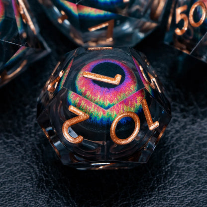 D and D Beholder's Liquid Flow Core Eye Resin Dice Set | Ring Dnd Dungeon and Dragon Pathfinder Role Playing Game D20 D&D Dice