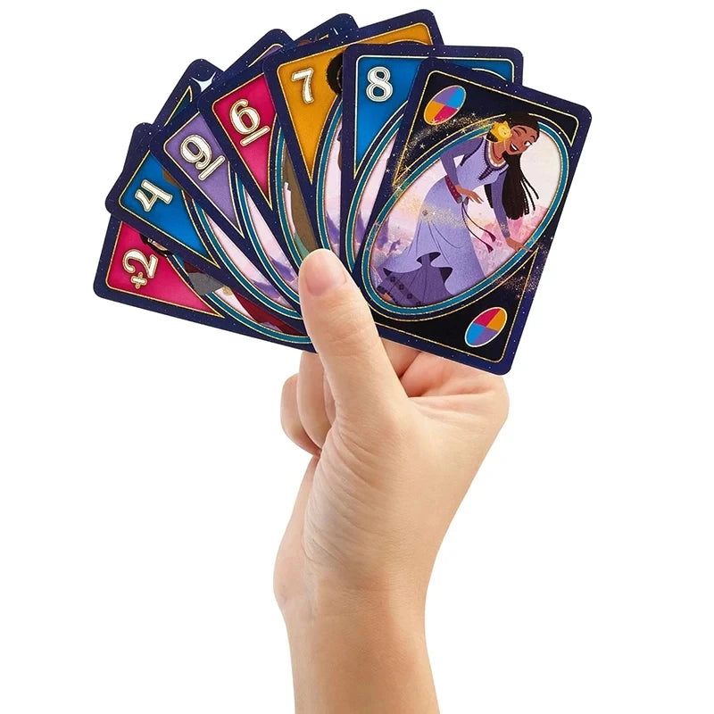 Jeu de cartes de vœux Disney UNO de Mattel Games pour une soirée en famille avec des graphismes sur le thème des émissions de télévision et une règle spéciale pour 2 à 10 joueurs