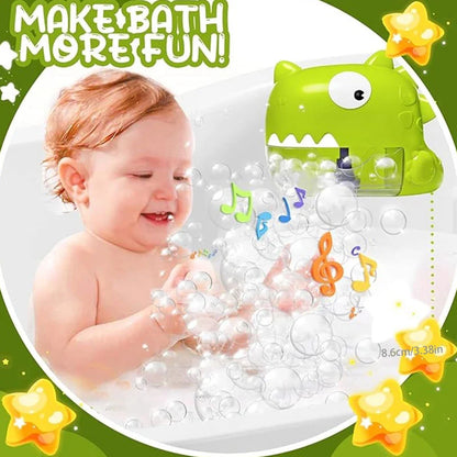 Bath Time Bubble Toy Bubble Maker Bath Toy with Music Electric Dinosaur Bubble Machine for Kids Shower Bathtub