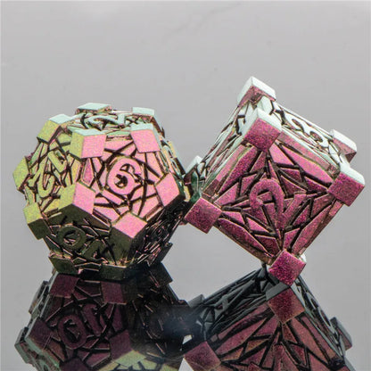 KERWELLSI DND Metal Dice Set D&D, Dungeon and Dragon Role Playing Dice, Crack Handmade RPG D and D Dice D20 D12 D10 D8 D6 D4