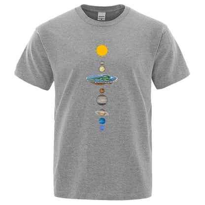 T-shirt à manches courtes pour homme, imprimé planètes du système solaire cosmique, décontracté, ample, surdimensionné, en coton, pour l'été