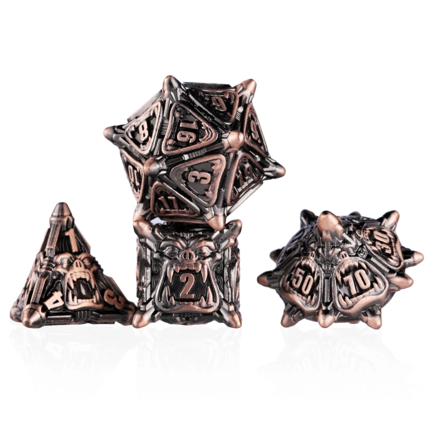 Juego de dados de metal de cobre antiguo Dados DND para mazmorras y dragones Juegos de rol de D&amp;D Juegos de mesa Juego de dados poliédricos