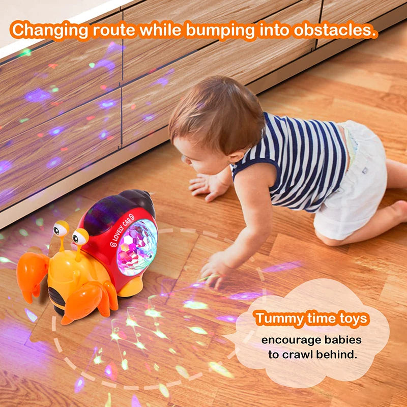 Crawling Crab toy Infant Tummy Time Early Learning Educational Toys Babies Sensory Induction with Light Up Music Toys for Kids