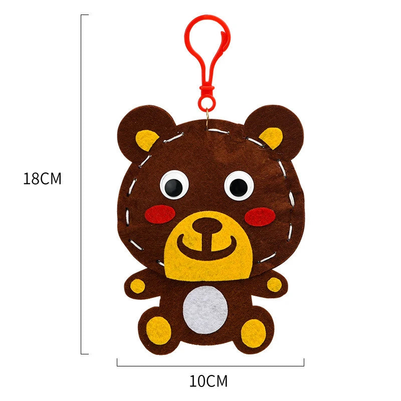 Porte-clés fait main de grande taille pour enfants, jouets artisanaux, dessin animé, animal, pendentif en tissu non tissé, jouets éducatifs pour filles, cadeaux