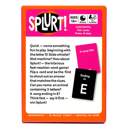 Juego de cartas Splurt ¡Splurt! Juego de cartas portátil para fiestas ¡Piensa rápido y dilo primero!, Juego de mesa rosa