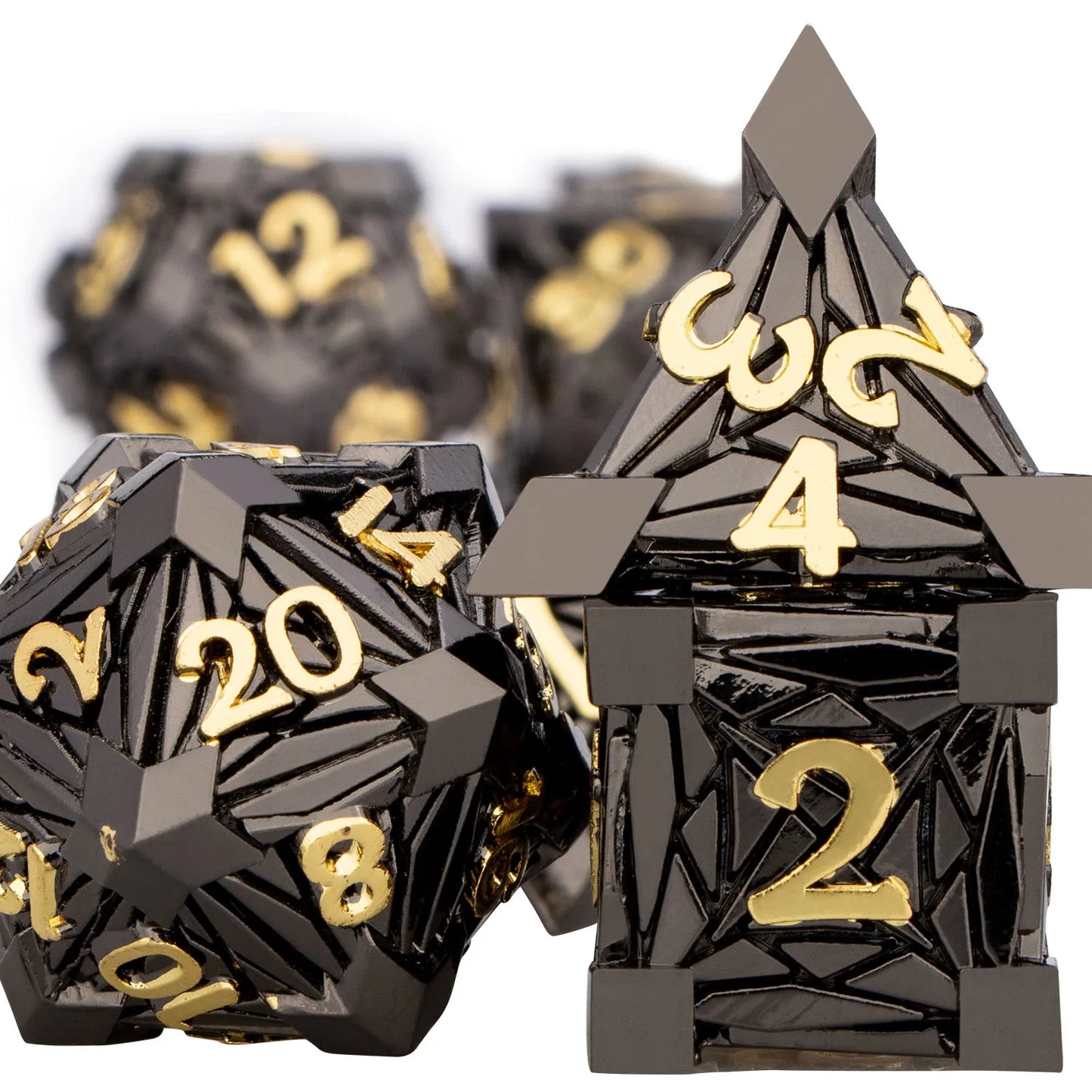 Dés en métal noir DND D6 Dés D et D Dés Donjon et Dragon Ensemble de dés polyédriques faits à la main Dés de jeux de rôle sur table D&amp;D