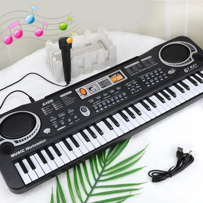 Clavier de piano électronique portable pour enfants, 61 touches, orgue avec microphone, jouets éducatifs, instrument de musique, cadeau pour enfant débutant