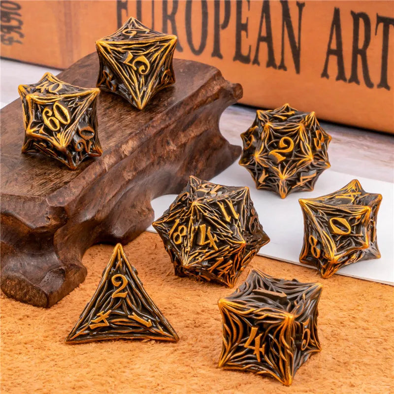 Ensemble de dés en métal KERWELLSI Tree Root Dnd, dés polyédriques D+D pour jeux de rôle D dnd D Dungeon et Dragon Pathfinder