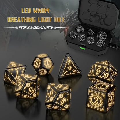 7pcs Luminous Dice LED Electronic Glow Dices Role Playing Dice Multiple Sided Glowing Dices for Board Game Party Supplies