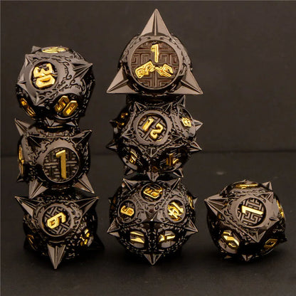 Juego de dados de metal DND KERWELLSI, juego de dados D&amp;D de 7 piezas, dados poliédricos para juegos de rol de mazmorras y dragones, dados D y D hechos a mano