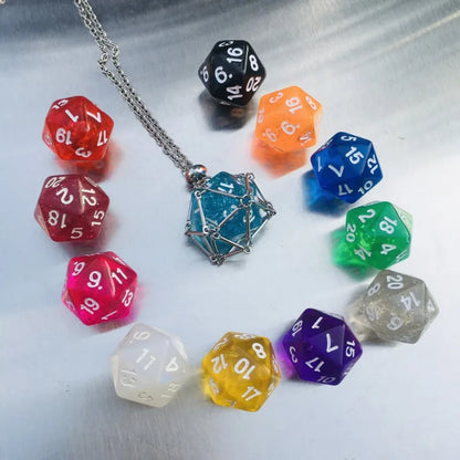 Collar de dados DND D20 de acero inoxidable con forma de jaula para dados de D&amp;D, colgante de dados, regalo de DND para Dungeon Master, jugador de D&amp;D y jugador de rol