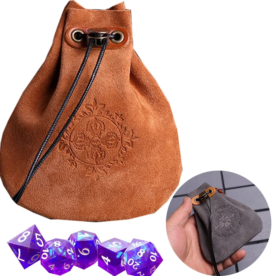 PU Genuine Leather For DND Dice Bag Tray 5 Celtic Designs Cute Drawstring Pouch for D&D Roleplaying RPG Gift Ideas Coin Purse