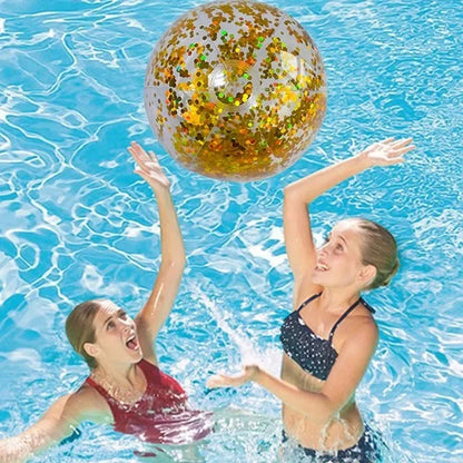 Ballon de plage gonflable à paillettes de 16 cm, boule d'eau d'été, jouets de plage à paillettes pour la plage, la piscine, jouets de fête pour enfants et adultes