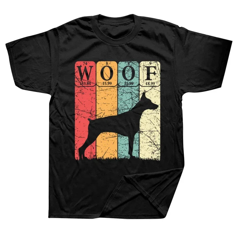 T-shirt drôle de chien Doberman, tableau périodique, amoureux, été, graphique, coton, streetwear, manches courtes, cadeaux d'anniversaire