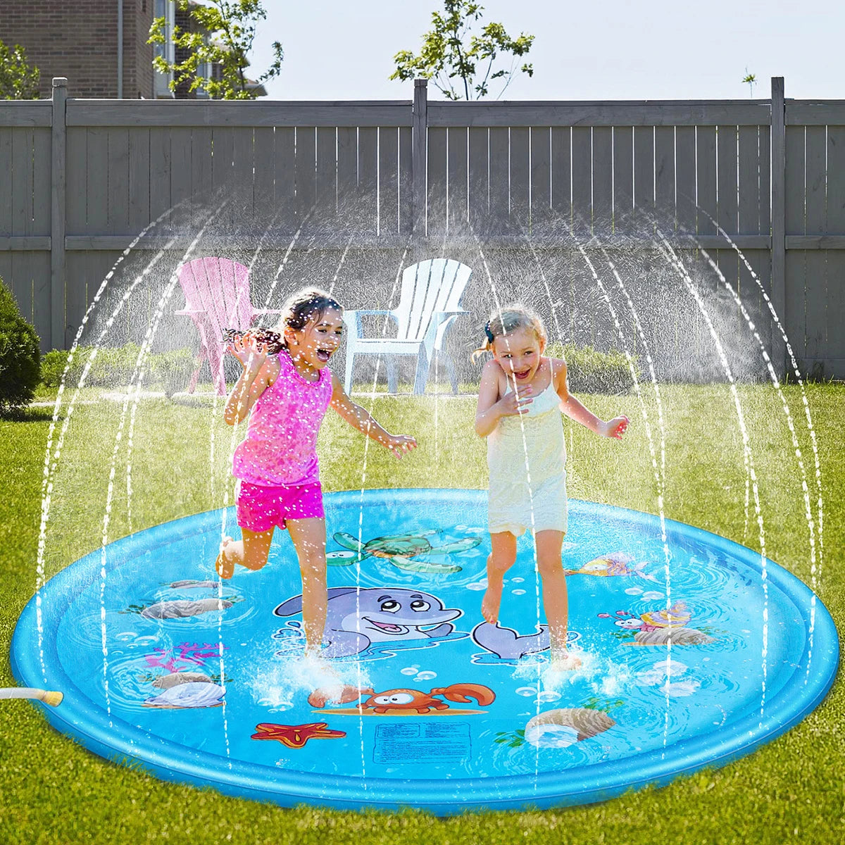 Tapis d'arrosage gonflable pour piscine d'été pour enfants de 170 cm, tapis de jeu rafraîchissant, jouet interactif d'extérieur pour enfants