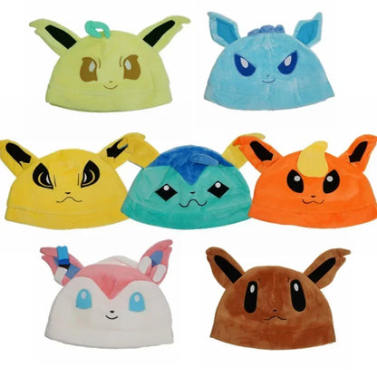 Lot de 10 casquettes en peluche Flareon Umbreon Espeon Sylveon, taille adulte, dessin animé Kawaii Hunter, en peluche douce